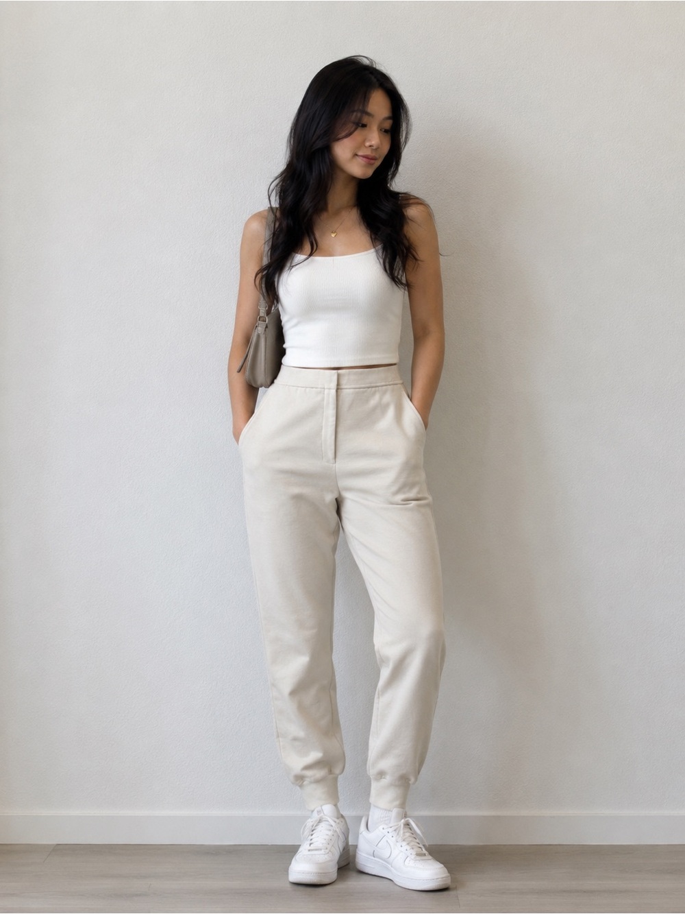 Aritzia- Babaton Cream High-Rise Jogger Pants